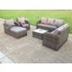 Fimous Rattan Garden Furniture Set Lounge Sofa Reclining Chair Love Seat 2 Seater Sofa Footstool Patio Outdoor Dark Grey