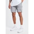 Mens Grey Elasticated Waist Crinkle Nylon Shorts, Grey