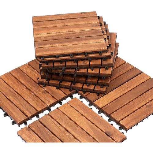Swanew – Holzfliesen 11 fliesen Terrassenfliesen 1㎡ Akazien bodenfliesen 30x30cm Klickfliese