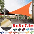 Voile d'ombrage solaire triangulaire étanche 5x5x7.1m auvent d'extérieur pour plage camping