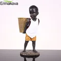 ERMAKOVA – Figurine africaine petit garçon Statue enfant Tribal Sculpture pièce d'art décor pour