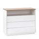 Commode 3 tiroirs 1 niche blanc/chêne, bois massif