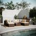 9 Pieces Patio Furniture Set Outdoor Sectional Sofa Set, Rattan Wicker Conversation Set with Coffee Table and Ottomans