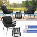 EROMMY 3-Piece Patio Conversation Set with Glass Table & 2 Armchairs, Seat Cushions