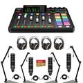 RODECaster Pro II Integrated Audio Production Studio Console Bundle with 4x TAP300 Mic 4x TAPH700 Headphones 4x Broadcast Arm 4x M to F XLR Cable 32BG microSD Card