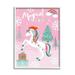 Magical Christmas Pink Unicorn Holiday Graphic Art White Framed Art Print Wall Art