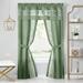 Kate Aurora Pacifico 5 Piece Rod Pocket All In One Attached Semi Sheer Window Curtain Panels & Valance Set - Assorted Colors & Sizes