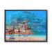 Summer Beach Bike Ride Reflection Coastal Painting Black Framed Art Print Wall Art