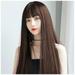 Long Straight Full Wig with Air Bangs 28inch Synthetic High Density Long Hair Wig for Girls Daily Use Hair Styling
