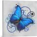 ARTCANVAS Baby Blue Butterfly Wings Insect Gray Canvas Art Print - Size: 26 x 26 (0.75 Deep)