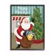 Happy Holidays Santa Gift Bag Holiday Graphic Art Black Framed Art Print Wall Art