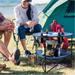 Trademark 75-CMP1077 Round 2-Tier Folding Camp Table with 4 Cupholders & Carrying Bag Blue