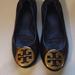 Tory Burch Shoes | Classic Tory Burch Claire Ballet Flat Size 9.5, Black With Gold Logo | Color: Black | Size: 9.5