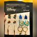 Disney Jewelry | New Disney Castle Little Mermaid Ariel 6 Pair Earrings Gold Tone & Blue Magical | Color: Blue/Gold | Size: 6 Pair Earrings