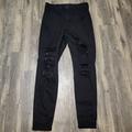 American Eagle Outfitters Jeans | American Eagle Curvy High Rise Jegging Jeans Black Distressed Denim Bottoms Sz 8 | Color: Black | Size: 8