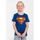 T-Shirt LOGOSHIRT "Superman" Gr. 158, grau (blau) Mädchen Shirts T-Shirts mit coolem Frontprint