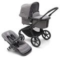 Bugaboo Fox 5 All-Terrain Stroller, 2-in-1 Baby Pushchair, Full Suspension, Easy Fold, Spacious Bassinet, Extendable Toddler Seat, One-Handed Manoeuvrability, Graphite Chassis and Grey Melange Canopy