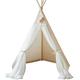 MINICAMP Teepee Tent for Kids, Kids, Girls Gifts, Boys, Xmas Gifts Sale Clearance, Handmade Natural Canvas, Tulle, & Wooden Playhouse Tent for Children (Ecru)