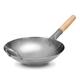 Craft Wok Traditional Hand Hammered Carbon Steel Pow Wok with Wooden and Steel Helper Handle (12 Inch, Round Bottom) / 731W88-12in