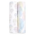 aden + anais above the clouds Swaddle Blanket - Pack of 2 | Large 100% Breathable Organic Muslin Cotton Wrap Set for Baby Girls| Clouds, Air Balloon, Stars Print Designs, 120 x 120 cm (ASWO20006)