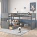 Gillermo Twin over Twin 2 - Drawer Solid Wood L-Shaped Bunk Beds by Harriet Bee Wood in Gray | 61.4 H x 78.7 W x 118.9 D in | Wayfair