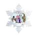 The Holiday Aisle® Personalized Friendly Folks Cartoon Snowflake Snowman Family Christmas Holiday Shaped Ornament Plastic in Gray/Pink | Wayfair