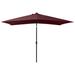 Arlmont & Co. Outdoor Umbrella Parasol w/ Solar LEDs Tilting Patio Sunshade Shelter Metal in Red | 97.2 H x 78.7 W x 118.1 D in | Wayfair