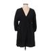 Zara TRF Casual Dress - Mini Plunge 3/4 sleeves: Black Print Dresses - Women's Size X-Small
