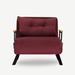 Convertible Chair - East Urban Home Aakira 47.24" W Tufted Convertible Chair Polyester/Metal in Red | 23.62 H x 47.24 W x 19.69 D in | Wayfair