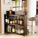 Wade Logan® Brandylee 43.7"W Home Bar w/ 2-Tiers Storage Shelve & Colorful LED Light Wood/Metal in Black/Brown | 41.5 H x 43.7 W x 17.7 D in | Wayfair