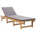 Latitude Run® Patio Lounge Chair w/ Cushion Outdoor Sunlounger Solid Acacia Wood Wood/Solid Wood in Brown/White | 33.9 H x 24 W x 78.7 D in | Wayfair