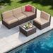 Ebern Designs Emircan Polyethylene (PE) Wicker 4 - Person Seating Group w/ Cushions Metal in Gray | Outdoor Furniture | Wayfair