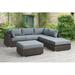 Hokku Designs Bowenvale 102" Wide Outdoor Patio Sectional w/ Cushions Wicker/Rattan/Plastic/Metal in Gray | 30 H x 102 W x 96 D in | Wayfair
