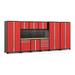 NewAge Products PRO 3.0 Series Red 10-Piece Cabinet Set with Bamboo Top Slatwall and LED Lights