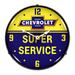 Collectable Sign & Clock Chevrolet Bowtie Super Service Backlit Wall Clock