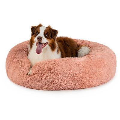 Hundebett aus Plüsch in Donut-Form, 100 cm Durchmesser, rosa - Lionto