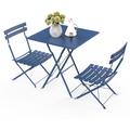 Aqrau Ensemble Table et Chaises de Jardin, 2 Chaises Pliables et 1 Table Carrée, Salon de Jardin,