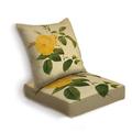 Outdoor Deep Seat Cushion Set botanical drawing of a yellow tea rose with green leaves rose stock Back Seat Lounge Chair Conversation Cushion for Patio Furniture Replacement Seating Cushion