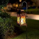 Hanging Solar Lantern Lights PVC Outdoor Waterproof LED Flickering Flameless Candle Decorative Solar Lantern for Patio Courtyard Garden