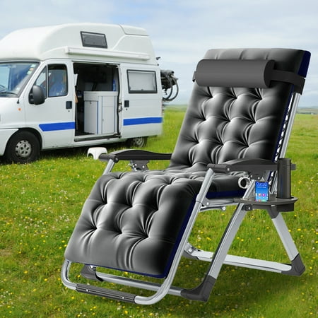 Lilypelle Zero Gravity Chair Outdoor Padded Lounge Chair with Side Table Zero Gravity Recliner Chair Outdoor Reclining Chair Supports up to 440lbs