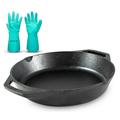 8 inch Lodge Cast Iron Round Dual Handle Lodge Cast Iron Skillet Cooking Grill Pan - Available with Centaurus AZ Gloves