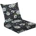 2-Piece Deep Seating Cushion Set Watercolor white flowers leaves red berries Winter seamless floral Outdoor Chair Solid Rectangle Patio Cushion Set