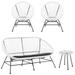 Home Square 4-Piece Set with 2 Single Chairs & Loveseat & Side Table in White