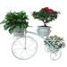 Nordic Tricycle Plant Stand Metal Freestanding 3 Pots Indoor Outdoor Flower Planter Rack for Garden Patio Decor White/Black 32.28x9.45x20.07 (L*W*H)