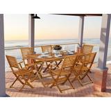 East West Furniture 7 Piece Innovative Outside Patio Set- Excellent for The Shore Camping Picnics - Gorgeous Outdoor Patio Table with 6 Outdoor Patio ArmChairs- Natural Oil Finish
