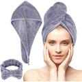 Microfiber Hair Towel Wrap Set - Anti Frizz Microfiber Hair Towel for Curly Long Hair Drying Towels-Quick Magic Hair Dry for Women