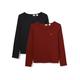 Levi's Damen Long-Sleeve 2-Pack Tee T-Shirt,Mineral Black & Fired Brick,XXS