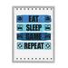 Eat Sleep Game Repeat Phrase Art for Kids Graphic Art Gray Framed Art Print Wall Art