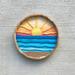 Cute Gift! Wooden Wave Round Reclaimed Ornament Handmade Reclaimed Wall Decoration Exquisite Sea Sunset Sunrise Night Wall Sculpture- House One Size