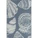 1.25 x 1.25 Navy Blue and Ivory Coastal Themed Sea Shell Square Outdoor Area Throw Rug Sample